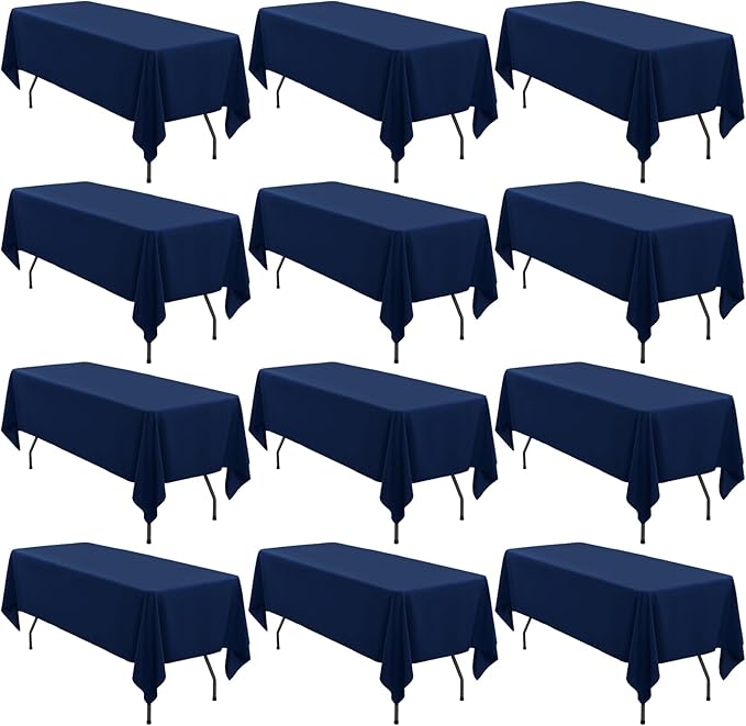 12 Pack Polyester Tablecloth 60 x 126 Inch Navy Blue Tablecloth by fani