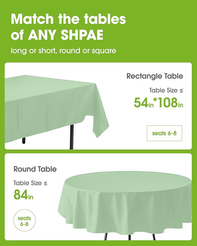 Pureegg Plastic Table Cloth Disposable 10 Pack, 54 x 108 Inch Table Cloths - Image 2