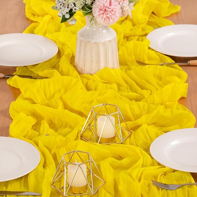 MLMW 6 Pack Yellow Cheesecloth Table Runner Boho Gauze Rustic Cheese Cloth - Image 6
