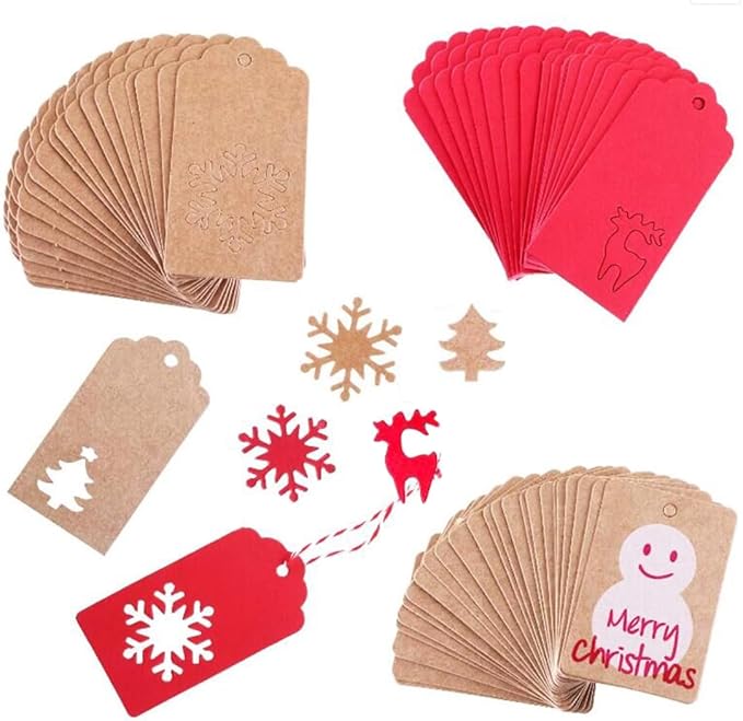 100 Pack Kraft Paper Christmas Gift Tags， Xmas Kraft Gift Tags - Image 4