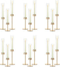 NUPTIO Candle Stick Holder for Wedding: 18 Pcs Tall Hurricane Gold Candles by Nuptio