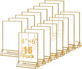 16 Pack Gold Acrylic Sign Holder, 4x6 Inch Picture Frames Wedding Double Sided by Adboros