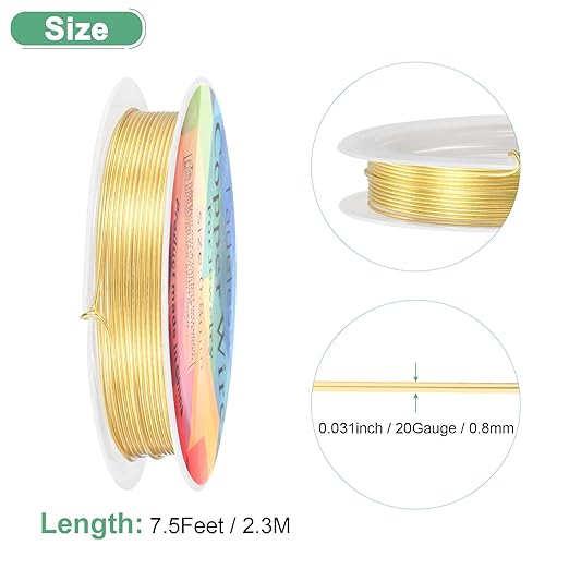 0.8 mm/20 Gauge Copper Wire for Jewelry Making, 7.5FT Copper Beading Craft Wire - Image 3