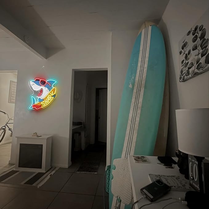 Shark Skateboard Neon Sign Edgy Sunglasses Shark LED Neon Signs - Image 3