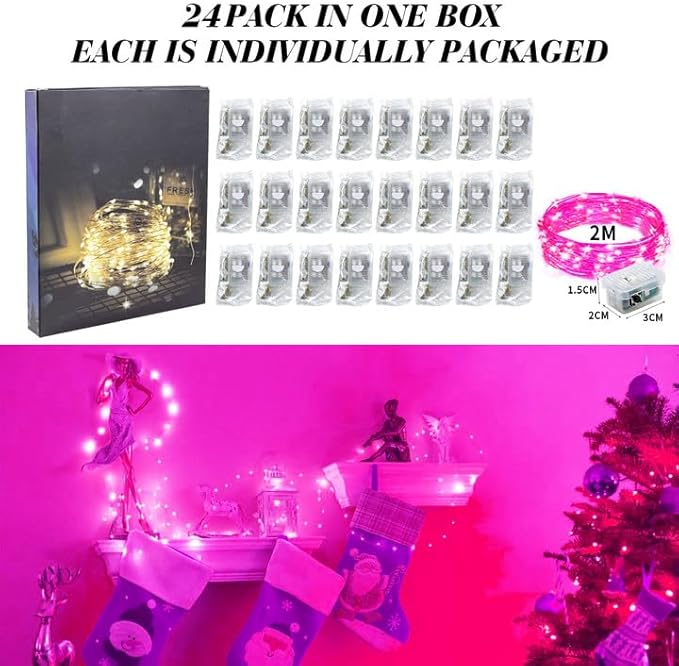 ZGWJ 24 Pack Fairy Lights Battery Operated, 7ft 20 Mini LED Fairy String Lights - Image 6