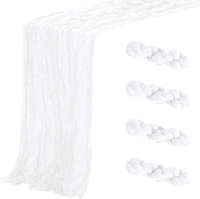 Aktor 4 Pack White Table Runner Boho Cheesecloth Table Runner Semi Sheer Gauze by Unknown