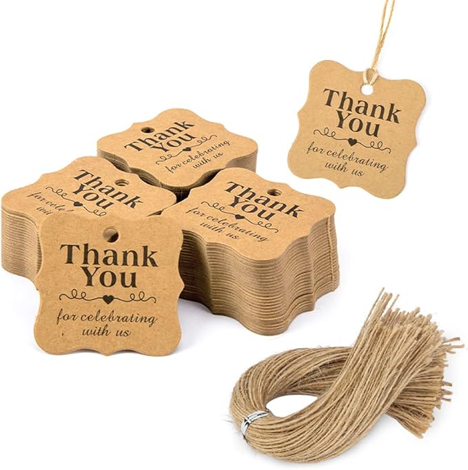 SallyFashion 150 PCS Thank You Brown Gift Tags by sallyfashion