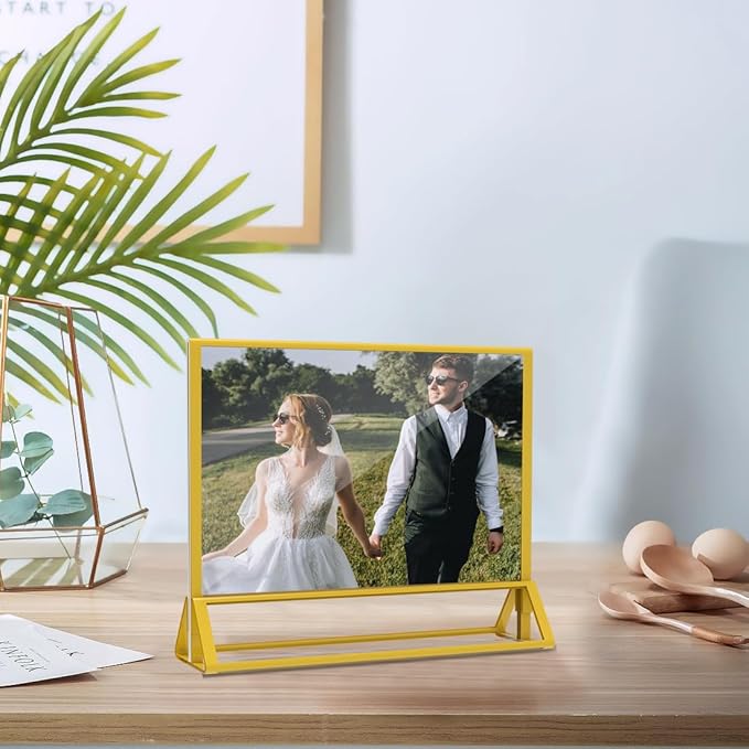 Clear Acrylic Sign Holder 7x 5 Horizontal Double Sided Gold Frame Flyer Holder - Image 7