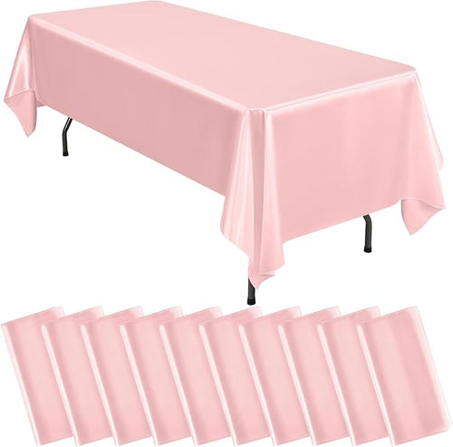 10 Packs Satin Tablecloth 57 x 108 Inch Rose Gold Rectangular Table Cloth Silk by Lumaycens