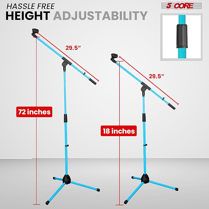 5 Core Tripod Mic Stand Floor Adjustable 18 to 72 Inches Sturdy Boom Arm Holder - Image 2