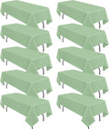10 Pack Sage Green Rectangular Tablecloths, 60 x 126 Inch, Wrinkle & Stain by REWOMC
