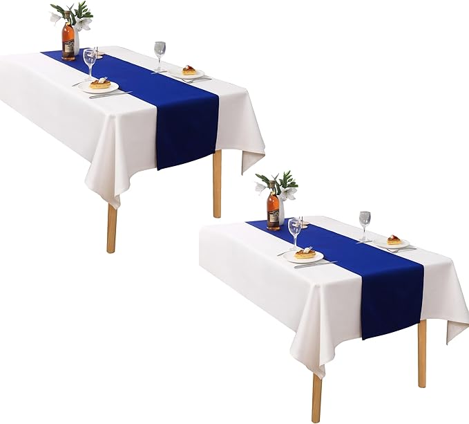 2 PCS Royal Blue Table Runner 14x72 Inch Long Coublt Blue Color Thick Polyester - Image 2