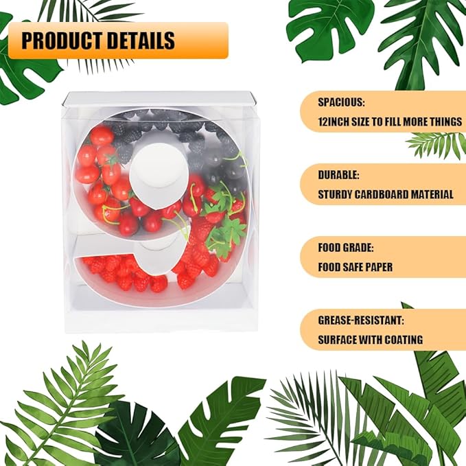 12" Fillable Cardboard Number Charcuterie Gift Cupcake Box - Image 7