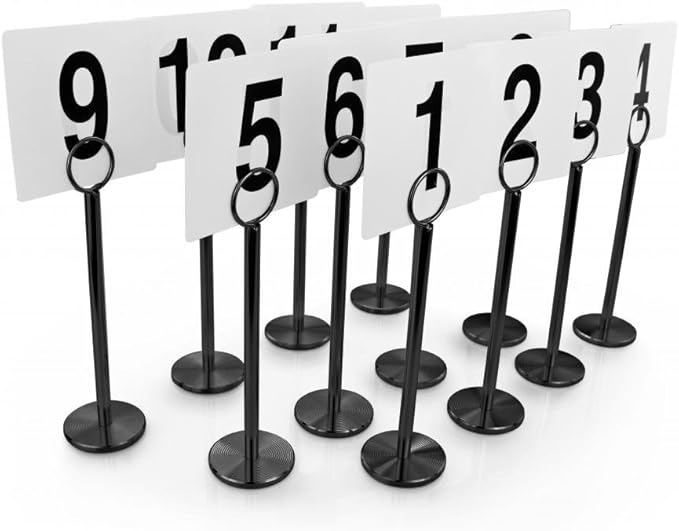 New Star Foodservice 27686 Ring Clip Table Number Card Holders, w/Number Cards by NewStarFoodservice