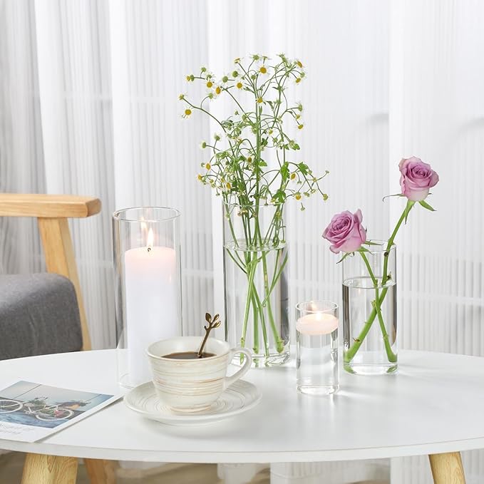 UDU Set of 16 Cylinder Glass Vases and 24 Pcs Floating Candles - Image 7