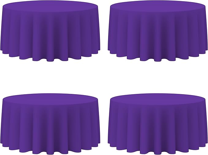 BRILLMAX 4 Pack Purple Round Tablecloths 132 Inch by BRILLMAX
