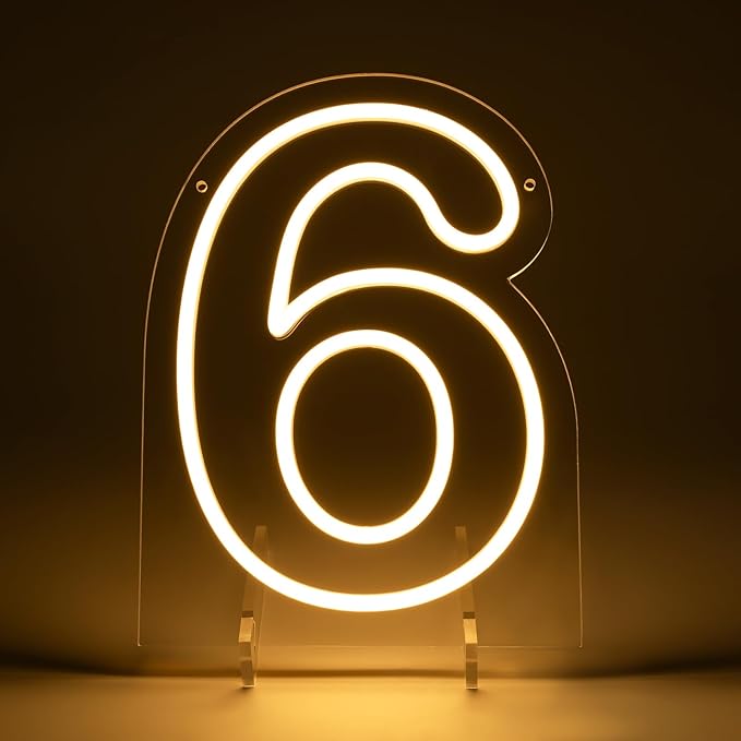 Number 6 LED Neon Sign Backdrop Birthday Party Decoration, 11.3" 11.3" Height - Image 4