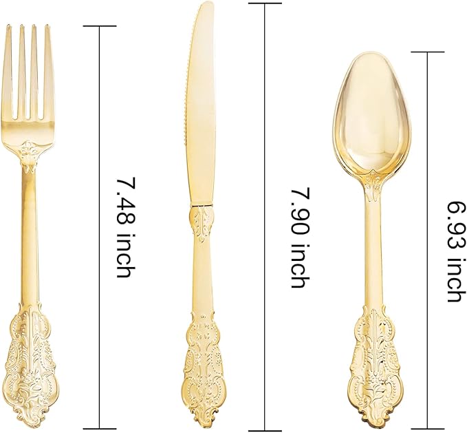 NOCCUR 180PCS Gold Plastic Cutlery Set - Image 3