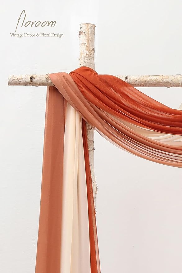Floroom Wedding Arch Draping Fabric 3 Panels 20Ft Chiffon Fabric Drapes Arbor - Image 5