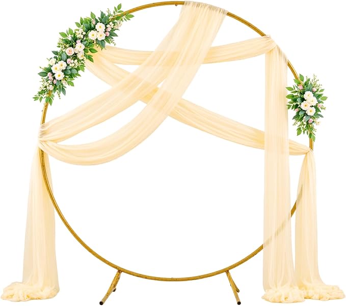 Wedding Arch Draping Fabric Backdrop 2 Panel 30" x 19Ft Champagne Drapes - Image 5