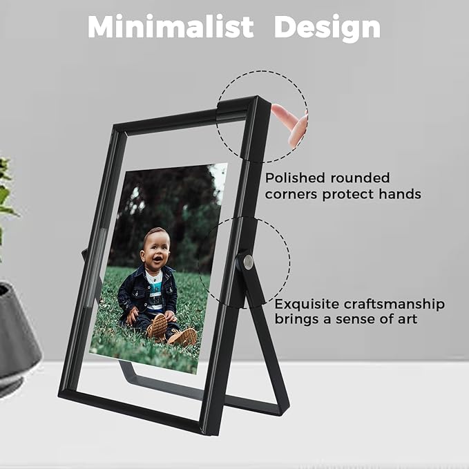 Black Floating Frame, For Picture 3.5x5, Tabletop Shelf Photo Frame, Classy - Image 4