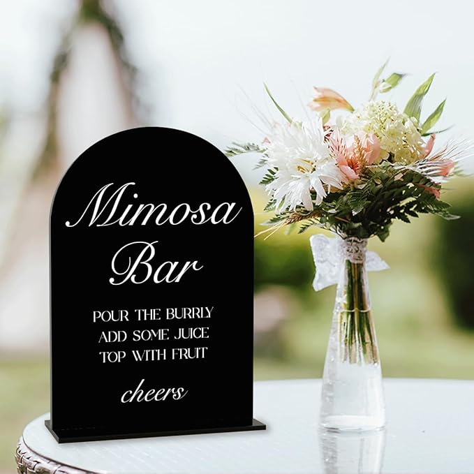 Black Mimosa Bar Sign, Open Bar Signs, Wedding Engagement Bridal Shower Decor - Image 4