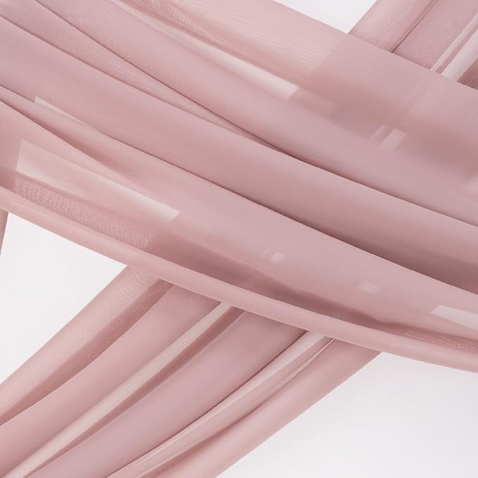 Socomi 29" x 19Ftt Wedding Arch Draping Fabric 2 Panels Dusty Rose Sheer - Image 3