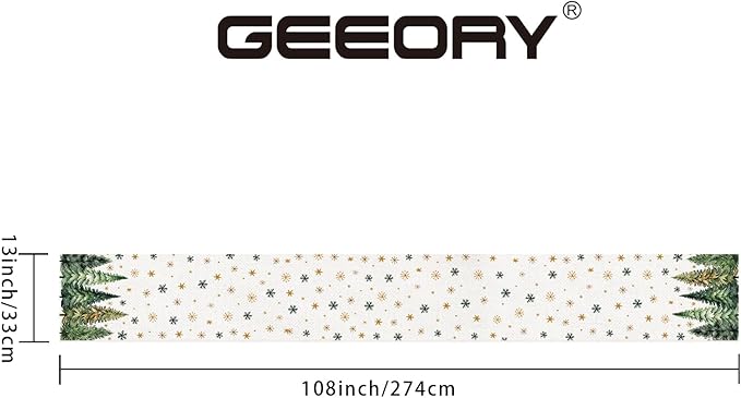 GEEORY Christmas Table Runner 13x108 Inch, Xmas Tees Snowflakes Holiday - Image 8
