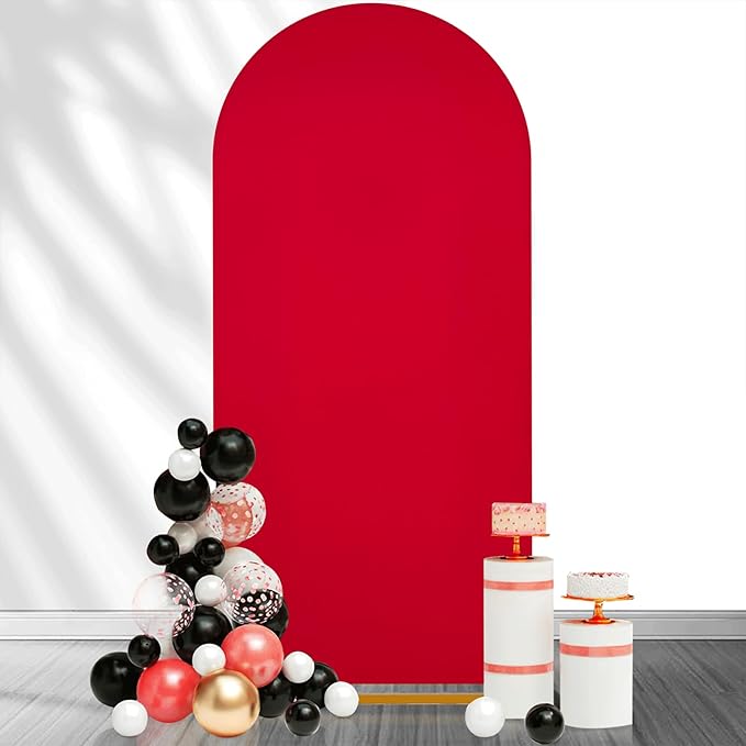 SoarDream Red Wedding Arch Backdrop Cover 6.6FT Spandex Fitted Red Wedding Arch - Image 5