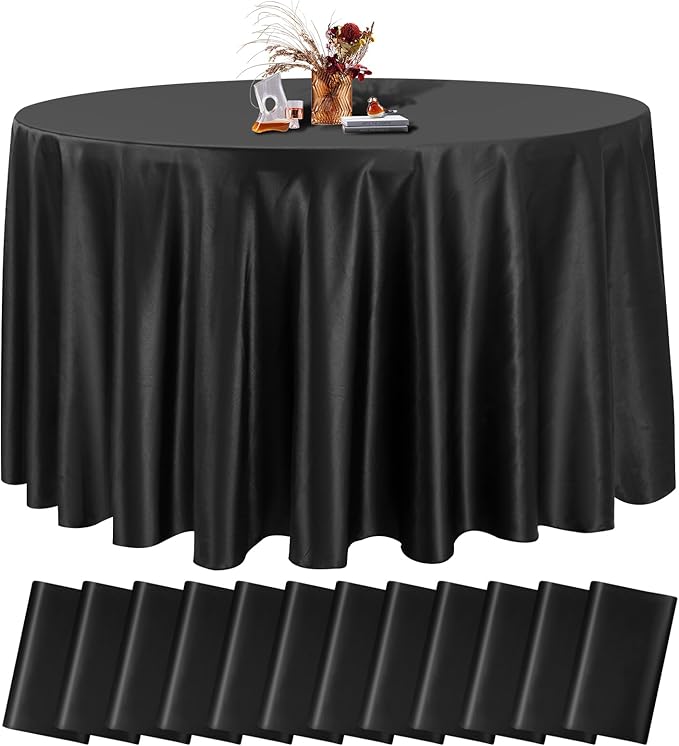 fani 12 Pack 108 Inch Black Satin Tablecloth by fani