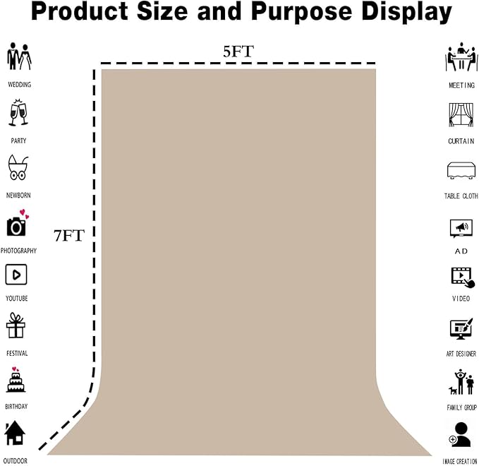 Beige Screen Backdrop 5x7ft Photography Background Meeting Photo Studio - Image 3