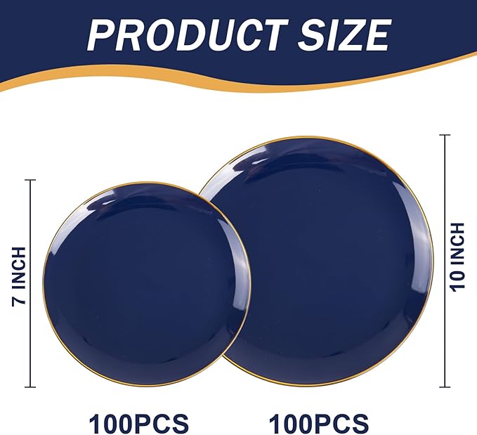 bUCLA 200PCS Blue Plastic Plates - Image 2