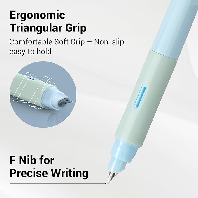 WRITECH Soft Grip Fountain Pen: Black Ink Fine Nib Pen - Image 2