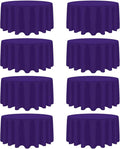 8 Pack Purple Round Tablecloth 90 Inch Stain and Wrinkle Resistant Round Purple by Heneger