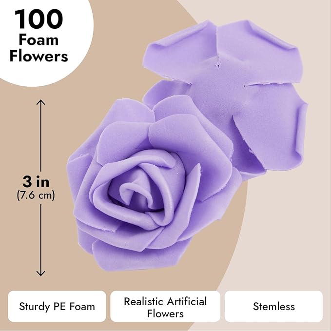 Juvale 100-Pack Purple Faux Flowers - Image 3