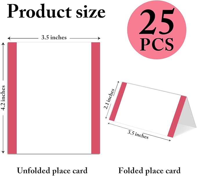 25 Pack Rose Red Place Cards, Editable Name Cards - Image 2
