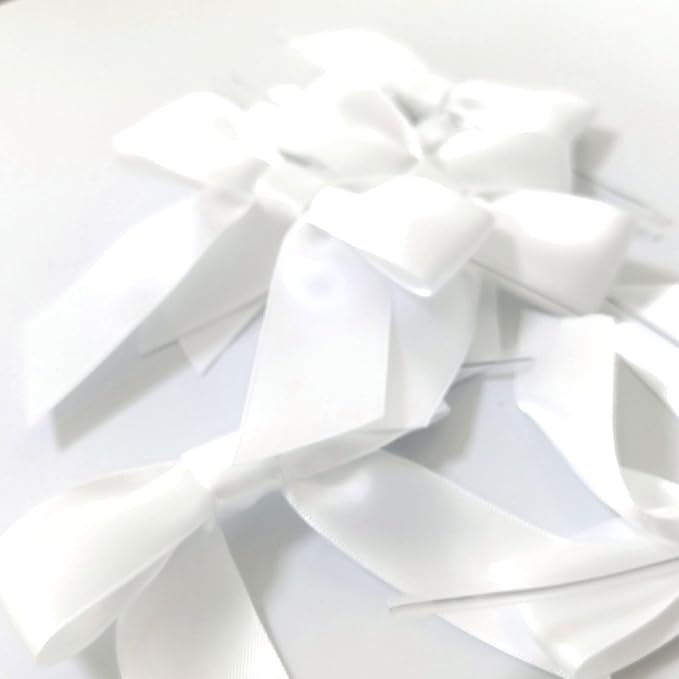 36pcs 3-1/2" White Satin Ribbon Bows - Image 9
