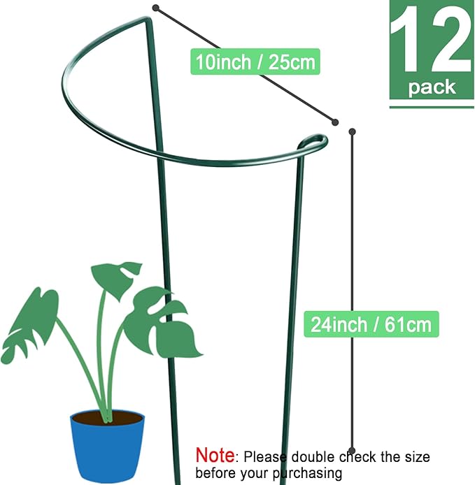HiGift 12 Pack Plant Stakes for Indoor Plants, Metal Garden Peony Support Cages - Image 2