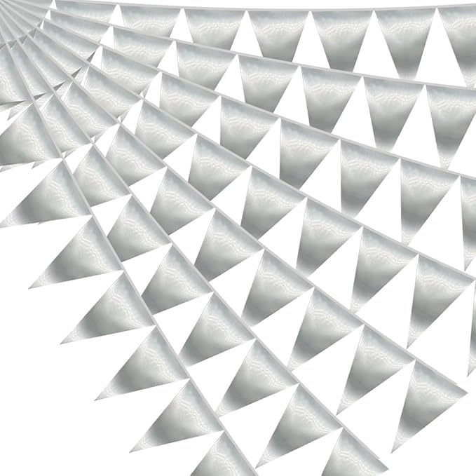 40M/130FT Silver Triangle Pennant Banner Flag Metallic Fabric Bunting Garland by raqieden