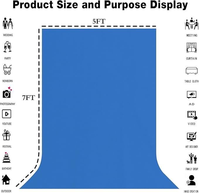 5x7FT Royal Blue Screen Backdrop - Image 3