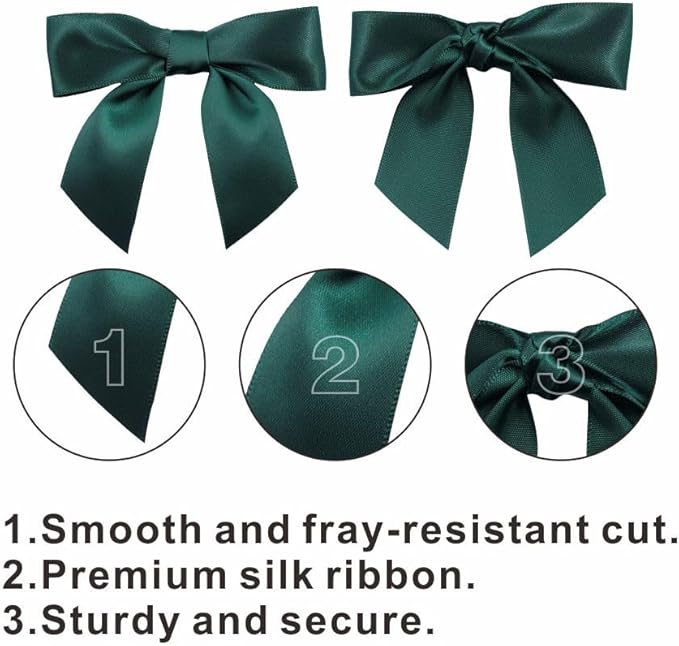 2.5" Hgzgch Dark Green Ribbon Bow - Image 3