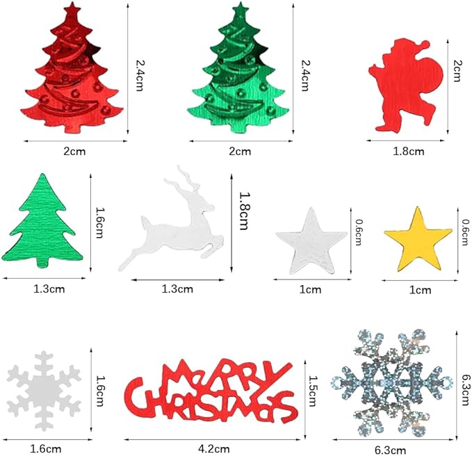 4800pcs Christmas Confetti, Xmas Table Confetti Snowflake Santa Claus Metallic - Image 2