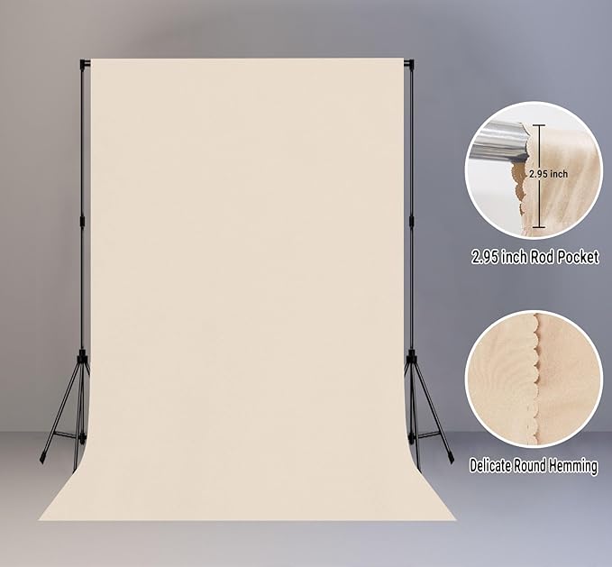 Beige Backdrop for Photography 6x9ft Zoom Screen Meeting, Game Live Studio - Image 2