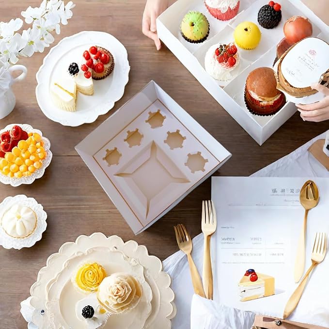 Bento Cake and Cupcake Box 4-inch Cake and 5 Cupcakes Box Full Clear Cover 5 - Image 4
