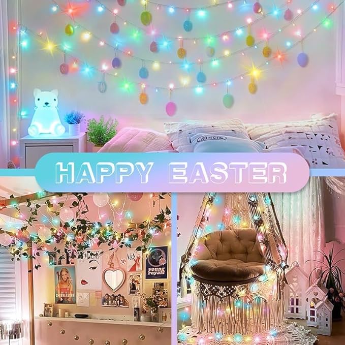 LAMPHOME 100 LED Easter String Lights, 33 FT Colorful Connectable Waterproof - Image 4