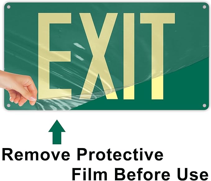 Photoluminescent Exit Sign, Glow In The Dark Aluminum Exit Sign Green - Image 6