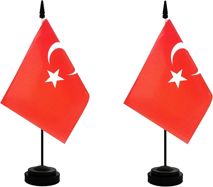 2 Pack Turkey Desk Flag, Turkish Table Office Flag by Unknown