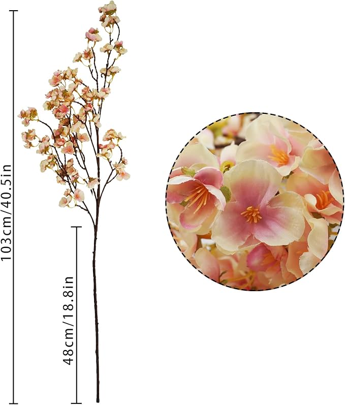 Uieke 3PCS Silk Cherry Blossom Branches, 40.5in Artificial Cherry Blossom - Image 7