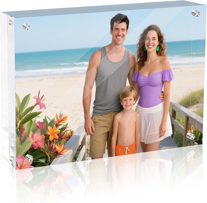5x7 Acrylic Magnetic Picture Frame, 20 mm Thick Clear Double Sided Freestanding by laapee