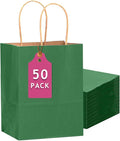 qiqee 50-Packs Kraft Deep Green Paper Gift Bags by Qiqee